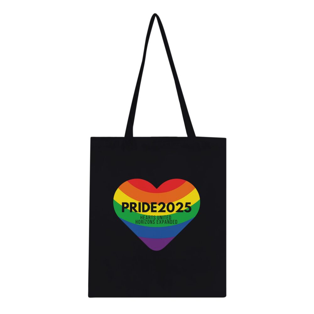 Pride 2025 United Hearts Tote Bag Black Color